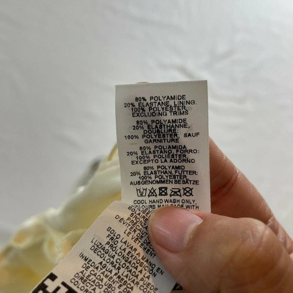 ASOS DESIGN shirred body swimsuit in cream Spaghetti straps Brief cut Size 4 - Picture 4 of 6